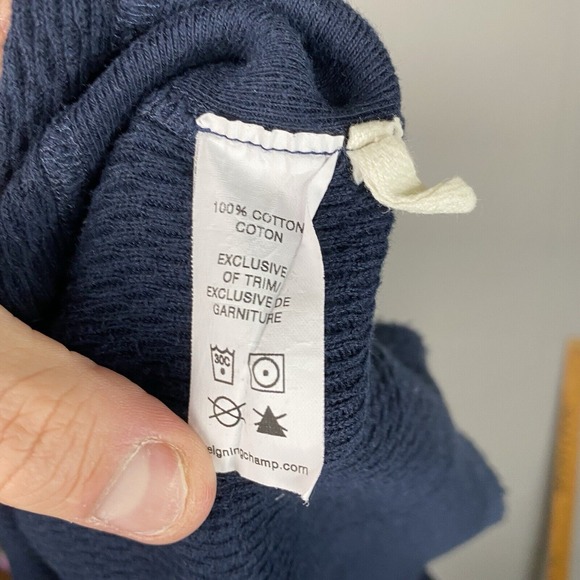 Reigning Champ Shirt Mens Large Blue Thermal Waffle Knit Henley Outdoors Hiking - Picture 5 of 9